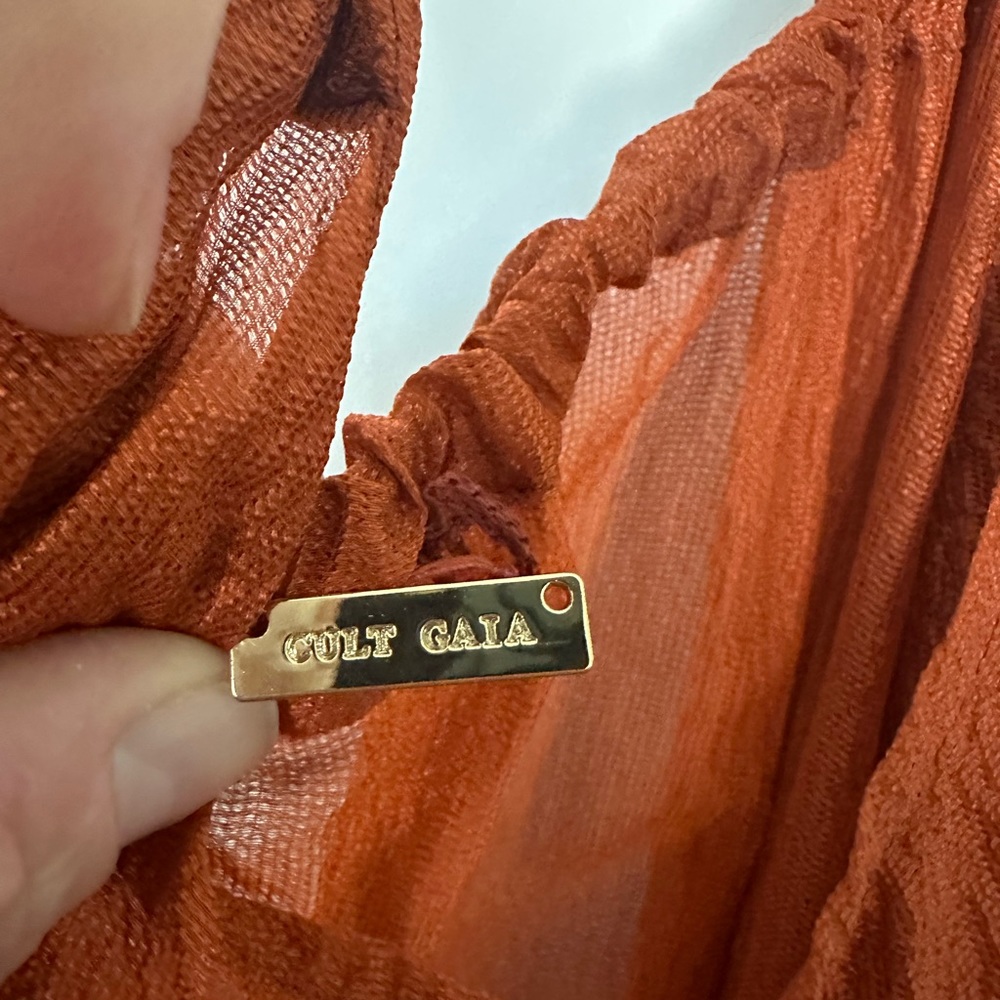 Cult Gaia Orange Amber Thera Cut-Out Maxi Dress Gown, Size Large - Picture 10 of 11